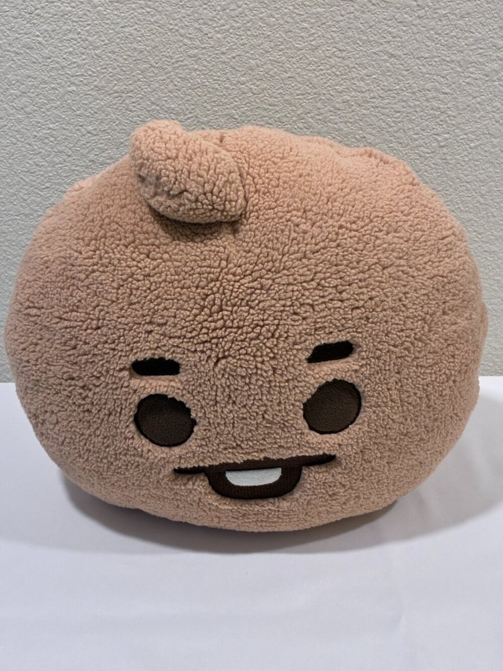 BT21 Shooky Face Official LINE FRIENDS Tan Round Plush Cushion Pillow 11"